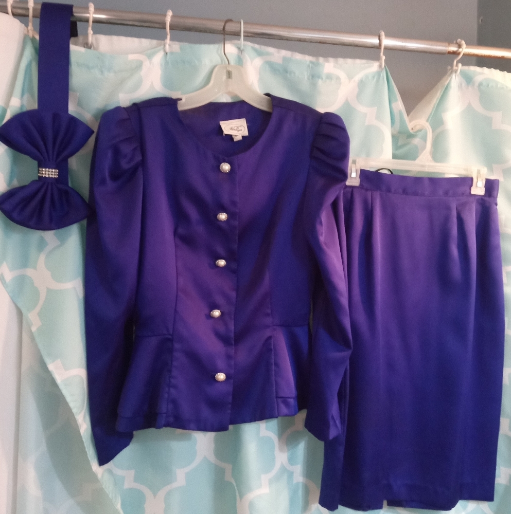 Vintage Purple Skirt Suit Set